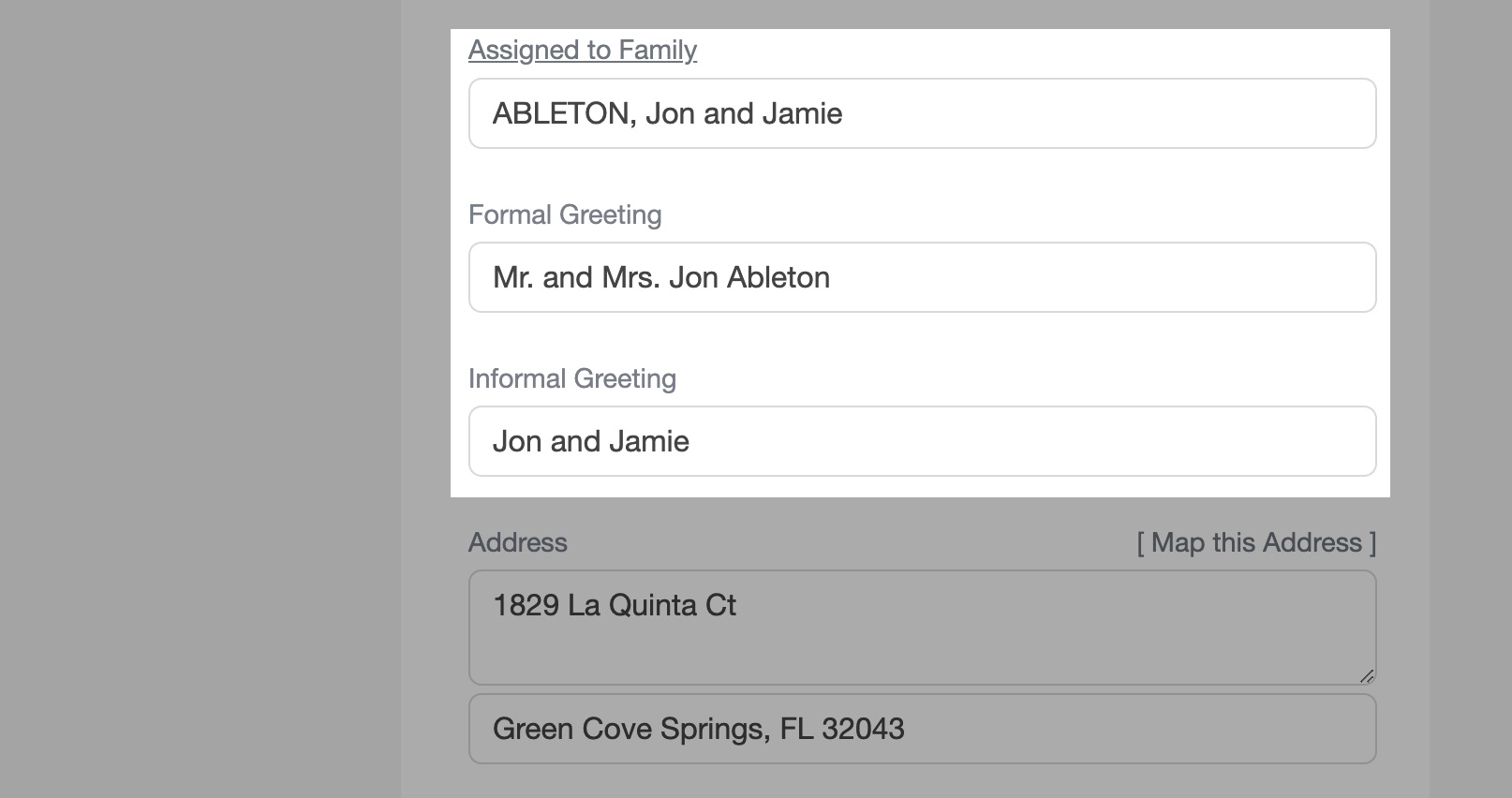 Update church database family names