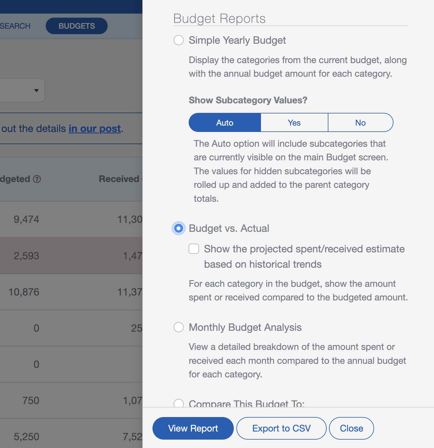 Exporting your church budgets with ChurchTrac