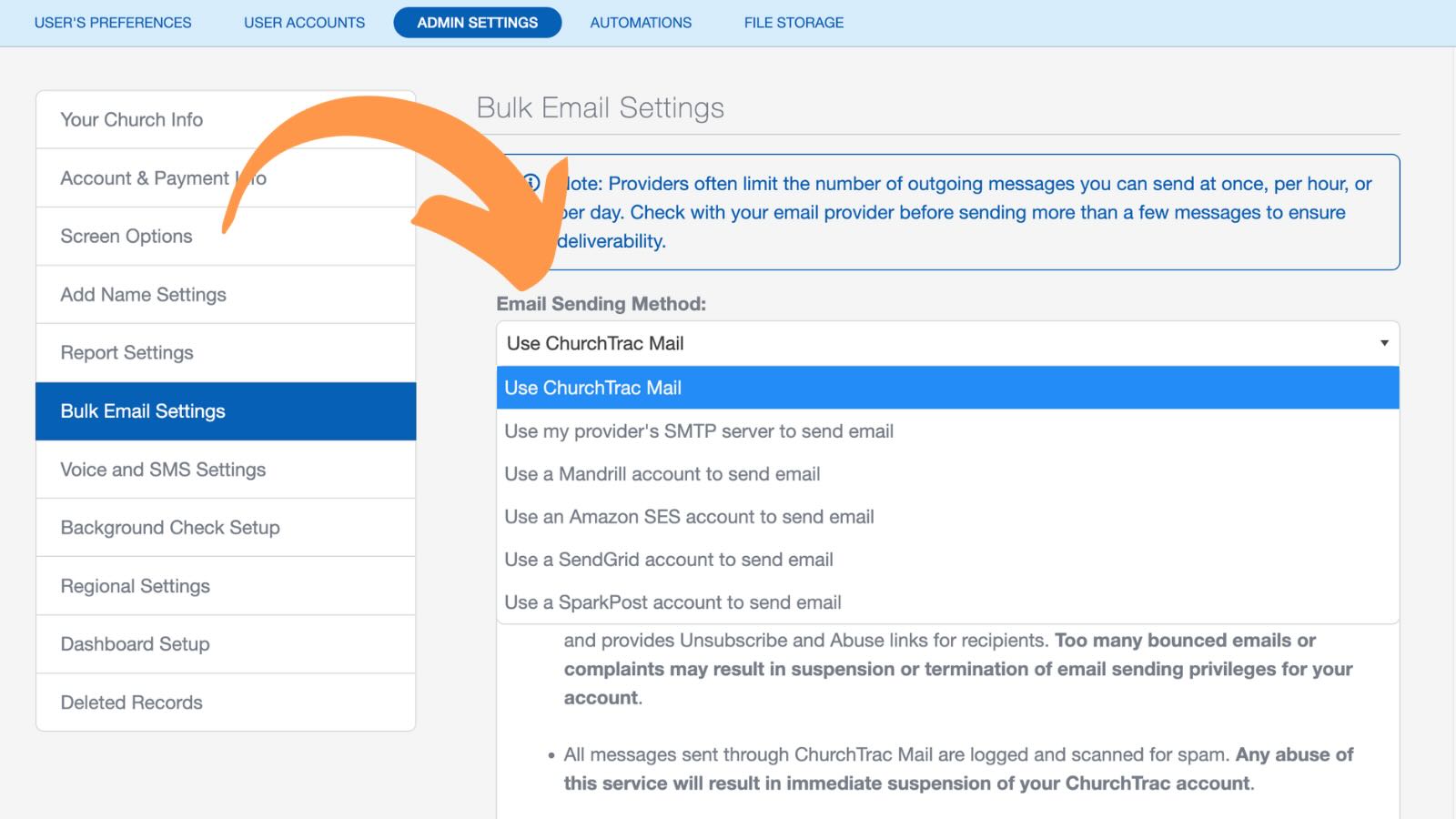 How to enable and use ChurchTrac Mail for mass email at your church
